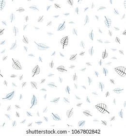 Light BLUE vector seamless  natural elegant template. Sketchy doodles with leaves on blurred background. Pattern for wallpapers and coloring books.