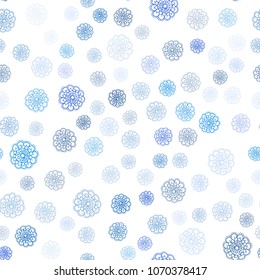 Light BLUE vector seamless natural abstract template. Shining colored illustration with flowers in doodle style. Doodle design can be used for your web site.