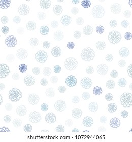 Light BLUE vector seamless natural abstract pattern. Shining colored illustration with flowers in doodle style. Completely new template for your brand book.