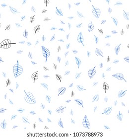 Light BLUE vector seamless  natural abstract pattern. Blurred decorative design in Indian style with leaves. Hand painted design for web, wrapping, wallpaper.