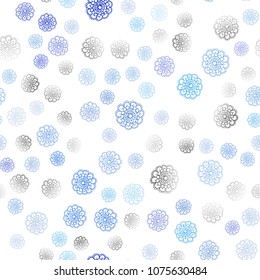 Light BLUE vector seamless natural elegant pattern. Glitter abstract illustration with doodles and flowers. Doodle design can be used for your web site.