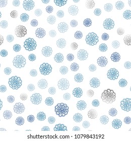 Light BLUE vector seamless natural abstract template. Blurred decorative design in Indian style with flowers. Brand-new style for your business design.