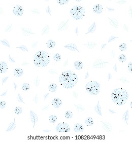 Light BLUE vector seamless natural backdrop with leaves and flowers. Brand new colored illustration with leaves and flowers. The best blurred design for your business.