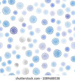 Light BLUE vector seamless natural elegant background. Colorful illustration in doodle style with flowers. Completely new template for your business design.
