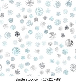 Light BLUE vector seamless natural elegant pattern. Sketchy doodles with flowers on blurred background. The best blurred design for your business.