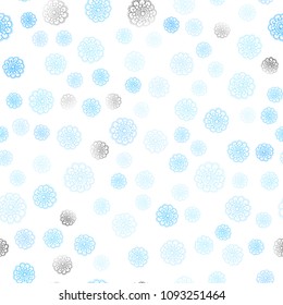 Light BLUE vector seamless natural abstract pattern. Colorful abstract illustration with flowers in doodle style. The textured pattern can be used for website.