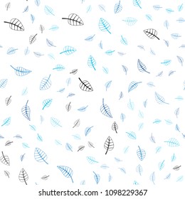 Light BLUE vector seamless  natural elegant template. Brand-new colored illustration in blurry style with leaves. Completely new design for your business.