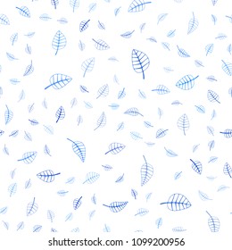 Light BLUE vector seamless  natural elegant pattern. Colorful illustration in doodle style with leaves. Template for backgrounds of cell phones.