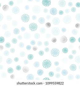 Light BLUE vector seamless natural elegant artwork. Colorful illustration in doodle style with flowers. The best blurred design for your business.