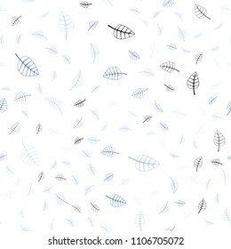 Light BLUE vector seamless  natural elegant pattern. Sketchy doodles with leaves on blurred background. Pattern for wallpapers and coloring books.