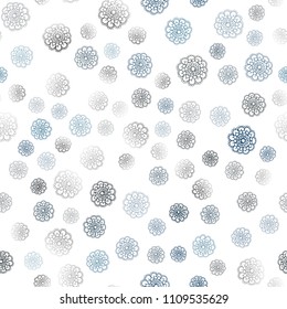 Light BLUE vector seamless natural elegant background. Shining colored illustration with flowers in doodle style. Hand painted design for web, wrapping, wallpaper.