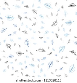 Light BLUE vector seamless  natural abstract background. leaves on elegant natural pattern with gradient. Elegant pattern for a brand book.