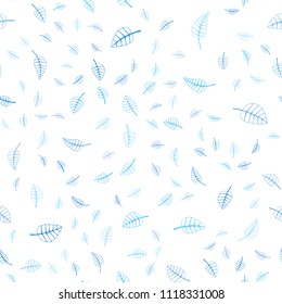 Light BLUE vector seamless  natural abstract background. New colorful illustration in doodle style with leaves. The textured pattern can be used for website.