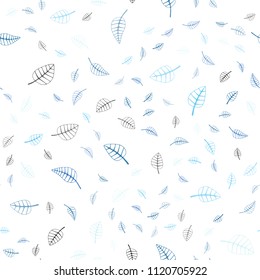 Light BLUE vector seamless  natural elegant artwork. A vague abstract illustration with leaves in doodles style. Hand painted design for web, leaflet, textile.