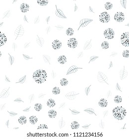 Light BLUE vector seamless natural backdrop with leaves and flowers. Colorful abstract illustration with leaves in doodle style. Pattern for colorful books and pages for kids.