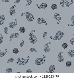 Light BLUE vector seamless natural pattern with leaves and flowers. Colorful abstract illustration with leaves in doodle style. Pattern for wallpapers and coloring books.