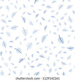 Light BLUE vector seamless  natural abstract pattern. Shining colored illustration with leaves in doodle style. Hand painted design for web, leaflet, textile.