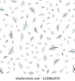 Light BLUE vector seamless  natural elegant pattern. Shining colored illustration with leaves in doodle style. Completely new template for your business design.