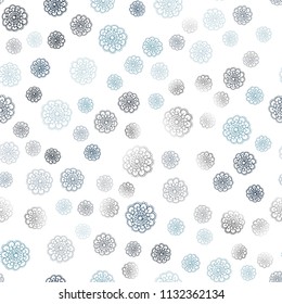 Light BLUE vector seamless natural elegant artwork. Colorful abstract illustration with flowers in doodle style. Template for backgrounds of cell phones.