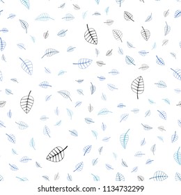 Light BLUE vector seamless  natural abstract design. Shining colored illustration with leaves in doodle style. Pattern for colorful books and pages for kids.