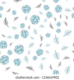 Light BLUE vector seamless natural background with leaves and flowers. Brand new colored illustration with leaves and flowers. Completely new template for your brand book.
