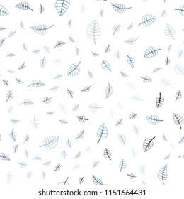Light BLUE vector seamless  natural abstract template. Colorful illustration in doodle style with leaves. The textured pattern can be used for website.