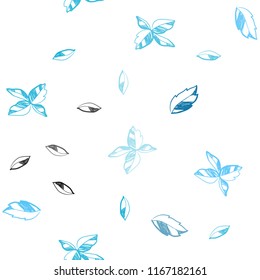 Light BLUE vector seamless natural pattern with leaves. Blurred decorative design in Indian style with leaves. Pattern for design of window blinds, curtains.
