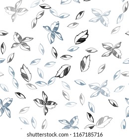Light BLUE vector seamless natural pattern with leaves. Doodle illustration of leaves in Origami style with gradient. Design for textile, fabric, wallpapers.