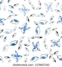 Light BLUE vector seamless natural background with leaves. Shining colored illustration with leaves in doodle style. Pattern for trendy fabric, wallpapers.