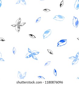 Light BLUE vector seamless natural backdrop with leaves. leaves on blurred abstract background with gradient. Pattern for trendy fabric, wallpapers.