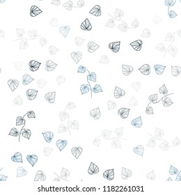 Light BLUE vector seamless natural pattern with leaves. Modern geometrical abstract illustration with leaves. Pattern for design of fabric, wallpapers.