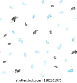 Light BLUE vector seamless natural artwork with leaves. New colorful illustration in doodle style with leaves. Template for business cards, websites.