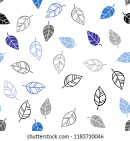 Light BLUE vector seamless natural artwork with leaves. leaves on elegant natural pattern with gradient. Pattern for design of window blinds, curtains.