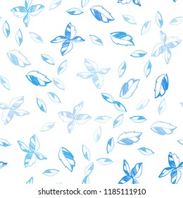 Light BLUE vector seamless natural pattern with leaves. Shining colored illustration with leaves in doodle style. Pattern for trendy fabric, wallpapers.