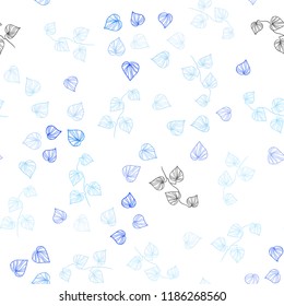 Light BLUE vector seamless natural artwork with leaves. New colorful illustration in doodle style with leaves. Pattern for trendy fabric, wallpapers.
