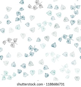 Light BLUE vector seamless natural backdrop with leaves. leaves on elegant natural pattern with gradient. Pattern for trendy fabric, wallpapers.