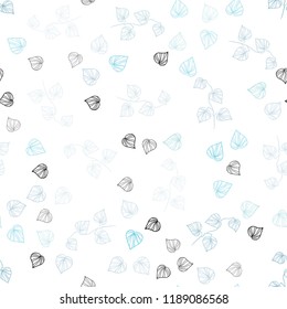 Light BLUE vector seamless natural pattern with leaves. leaves on blurred abstract background with gradient. Pattern for trendy fabric, wallpapers.