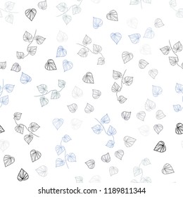 Light BLUE vector seamless natural artwork with leaves. Colorful illustration in doodle style with leaves. Trendy design for wallpaper, fabric makers.