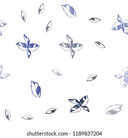 Light BLUE vector seamless natural background with leaves. Brand new colored illustration in blurry style with leaves. Template for business cards, websites.