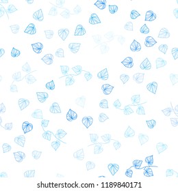Light BLUE vector seamless natural backdrop with leaves. Creative illustration in blurred style with leaves. Pattern for design of window blinds, curtains.