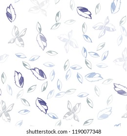 Light BLUE vector seamless natural backdrop with leaves. Brand new colored illustration in blurry style with leaves. Design for textile, fabric, wallpapers.