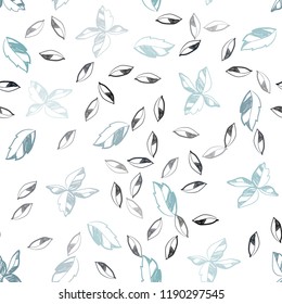 Light BLUE vector seamless natural pattern with leaves. Brand new colored illustration in blurry style with leaves. Design for textile, fabric, wallpapers.