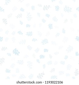 Light BLUE vector seamless natural backdrop with leaves, branches. Colorful abstract illustration with leaves in doodle style. Pattern for design of window blinds, curtains.