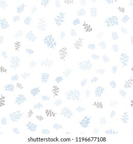 Light BLUE vector seamless natural background with leaves, branches. Doodle illustration of leaves and branches in Origami style. Pattern for trendy fabric, wallpapers.