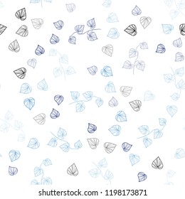 Light BLUE vector seamless natural pattern with leaves. leaves on elegant natural pattern with gradient. Pattern for design of fabric, wallpapers.