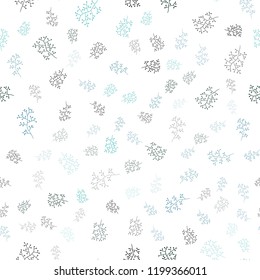 Light BLUE vector seamless natural backdrop with leaves, branches. Leaves and branches with gradient on white background. Design for textile, fabric, wallpapers.