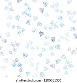 Light BLUE vector seamless natural artwork with leaves. New colorful illustration in doodle style with leaves. Pattern for trendy fabric, wallpapers.