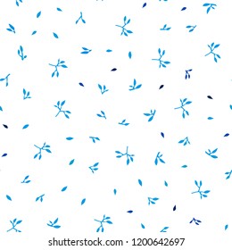 Light BLUE vector seamless natural artwork with leaves. Colorful illustration in doodle style with leaves. Trendy design for wallpaper, fabric makers.