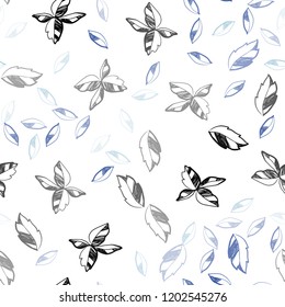 Light BLUE vector seamless natural backdrop with leaves. Brand new colored illustration in blurry style with leaves. Design for textile, fabric, wallpapers.