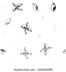 Light BLUE vector seamless natural backdrop with leaves. Glitter abstract illustration with doodles and leaves. Template for business cards, websites.